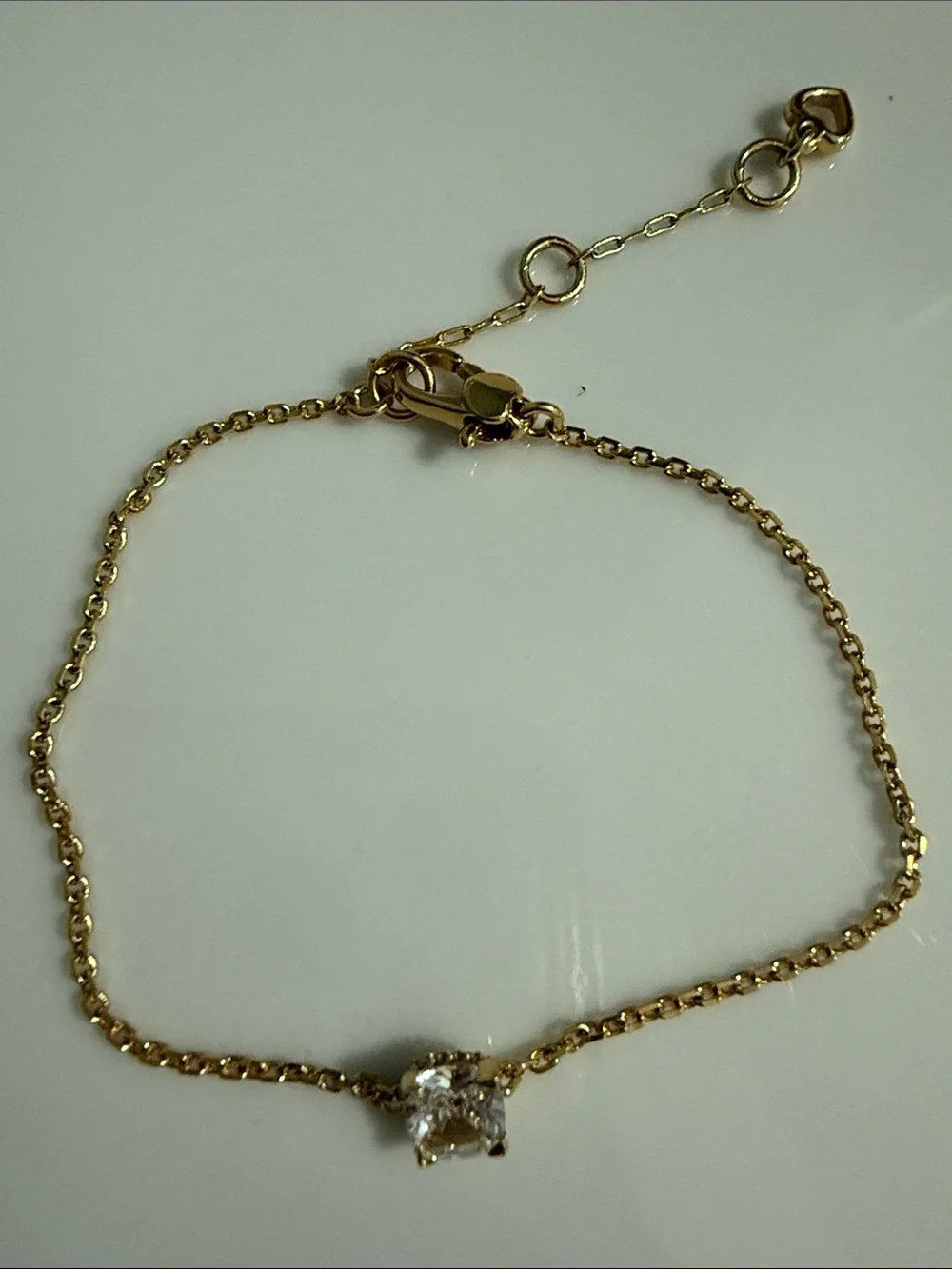 Kate Spade New York Solitaire Crystal Bracelet Gold Tone Adjustable - Picture 2 of 6